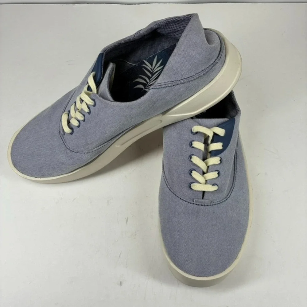 OluKai Tradewind Men's 9 Navy Chambray Linen Casual Everyday Sneakers 10533-5454